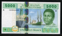 중앙아프리카 Central African States 2002 5000 Francs,P409A,미사용