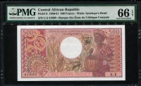 중앙아프리카공화국 Central African Republic 1980 500 Francs,P9,PMG 66 EPQ 완전미사용