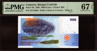코모로 Comoros 2005 1000 Francs P16c PMG 67 EPQ Superb 완전미사용