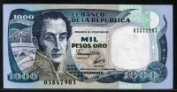 콜롬비아 Colombia 1992 1000Pesos Oro,P432A,미사용