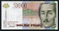콜롬비아 Colombia 1998 2000 Pesos Oro,P445c,미사용