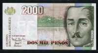 콜롬비아 Colombia 2002 2000Pesos,P451f,미사용