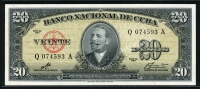 쿠바 Cuba 1960 20 Pesos,P80c,미사용-