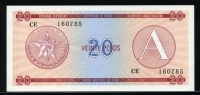 쿠바 Cuba 1985 20 Pesos,FX5,외화 환전 증서, 미사용
