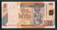 콩고민주공화국 Congo Democratic Republic 2013 5000 Francs P102b 미사용