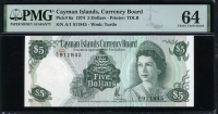 케이만 Cayman Islands 1974 5 Dollars,P6,PMG 64 미사용