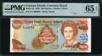 케이만 Cayman Islands 1996 100 Dollars P20 빠른번호 82번 PMG 65 EPQ 완전미사용