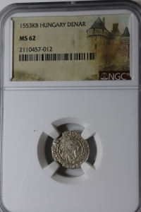 헝가리 1553년 데나르 은화 (성모 마리아상)  NGC MS 62 미사용