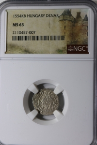 헝가리 1553년 데나르 은화 (성모 마리아상)  NGC MS 63 미사용
