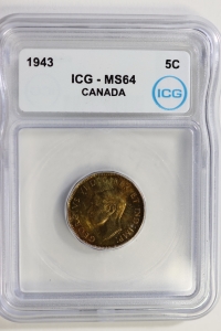 캐나다 1943년 5센트 ICG MS 64 미사용