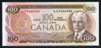 캐나다 Canada 1975,100 Dollars,P91b,Crow-Bouey,미사용