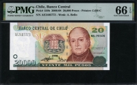 칠레 Chile 2006-2008 20000 Pesos P159b PMG 66 EPQ 완전미사용
