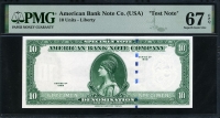 미국 1929년 시리즈 American Bank Note Co. 10 Units 시쇄권 ( Test Note ) PMG 67 EPQ Superb 완전미사용