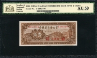 중국 찰합이상업전국 1935년 1각 S857A,NNGC AU 50 준미사용 (변색얼룩)