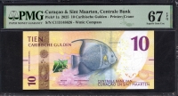 퀴라소 및 신트마르턴 Curacao & Sint Maarten 2025 10 Caribische Gulden P1a PMG 67 EPQ 완전미사용
