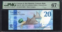 퀴라소 및 신트마르턴 Curacao & Sint Maarten 2025 20 Caribische Gulden P2a PMG 67 EPQ 완전미사용