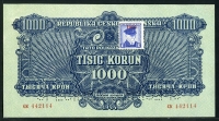체코슬로바키아 Czechoslovakia 1945 1000 Korun P57s Specimen, 우표첨부, 준미사용