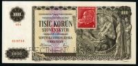 체코슬로바키아 Czechoslovakia 1945(1940) 1000 Korun,P56s,SPECIMEN,우표첨부, 준미사용