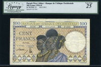 프랑스령 서아프리카 French West Africa 1936-1941 100 Francs P23 Legacy 25 미품
