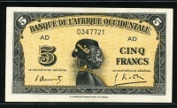 프랑스령 서아프리카 French West Africa 1942 5 Francs P28 준미사용