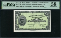 프랑스령 서아프리카 French West Africa 1942 25 Francs P30a PMG 58 준미사용