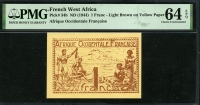 프랑스령 서아프리카 French West Africa 1944 1 Franc P34b PMG 64 EPQ 미사용