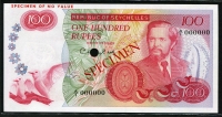 세이셸 Seychelles 1977 100 Rupees P22s Specimen 미사용