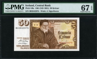 아이슬란드 Iceland 1961 50 Kronur P49a PMG 67 EPQ 퍼펙트 완전미사용