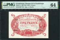 과들루프 Guadeloupe 1945,5Francs,P7e,PMG 64 미사용