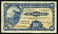 지브롤터 Gibraltar 1937 10 Shillings,P14a, 보품