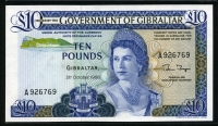 지브롤터 Gibraltar 1986 10 Pounds,P22b, 미사용