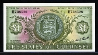 건지 Guernsey 1969-1975 1 Pound,P45c,Sign Bull,미사용
