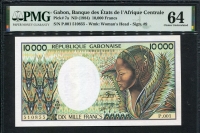 가봉 Gabon 1984 10000 Francs P7a,PMG 64 미사용