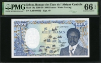 가봉 Gabon 1986-1990 1000 Francs P10a PMG 66 EPQ 완전미사용