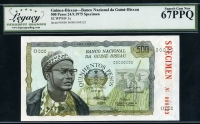 기니비사우 Guinea-Bissau 1975 500 Pesos P3s Specimen Legacy 67 PPQ 퍼펙트 완전미사용