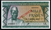 기니 Guinea 1960 1000 Francs,P15s,Specimen,A000000,미사용