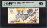 페로제도 Faeroe Islands 2011 100 Kronur P30 PMG 68 EPQ 고등급 완전미사용