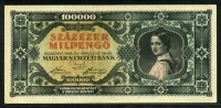 헝가리 Hungary 1946 100000 Pengo,P127a, 미품