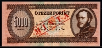 헝가리 Hungary 1990, 5000Forint, Specimen,P177s, 미사용 (기계자국)