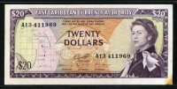 동카리브 East Caribbean States 1965 20 Dollars P15g Sign 10 미품+ (얼룩)