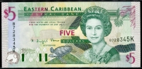 동카리브 East Caribbean States 1994 5 Dollars,P31k, 미사용