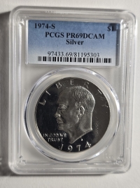 미국 1974년 S 아이젠하워 1달러 프루프 은화 PCGS PR 69 DCAM