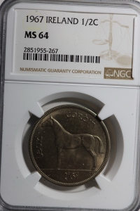 아일랜드 1967년 하프 크라운 NGC MS 64 미사용