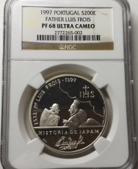 포르투갈 1997년 루이스 프로이스 서거 400주년 기념 프루프 은화 NGC PF68 UC