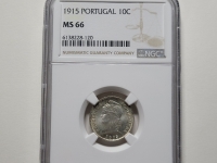 포르투갈 1915년 10센타보 은화 NGC MS 66 완전미사용