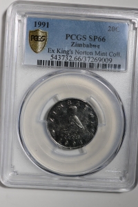 짐바브웨 1991년 20센트 Specimen(스펙시먼) PCGS SP66