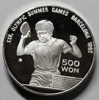 1990년 500원 1992' 바르셀로나 월드컵 탁구 은화 (27g / 35mm / 3.5mm)