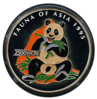 1995년 2500원 판다 5온스 컬러 프루프 은화 (KM#81 / 순은 99.9% / 155.5g / 66mm / 5mm)
