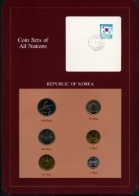 한국은행 1983-1989년 주화 미사용 6종 세트 ( 1989년 500원 포함) - 프랭클린 민트