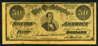 [희귀 빈티지 광고노트] 미국 남부연합 1864년 $50 지폐 형태 광고용 복제본 (Facsimile) 보품